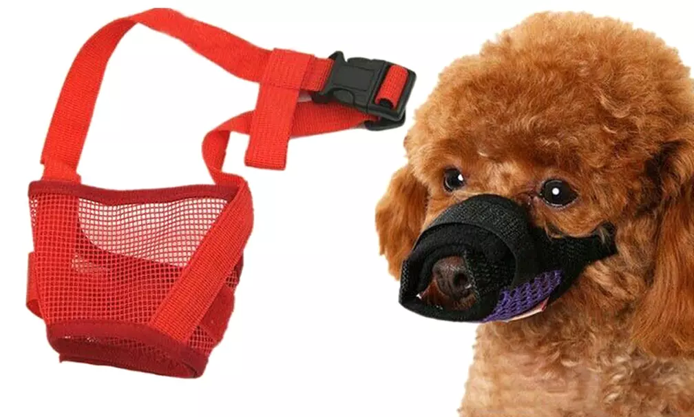 US 3-6 Dog Mask Soft Mesh Muzzle Mouth Cover Adjustable Grooming Anti Bark Bite