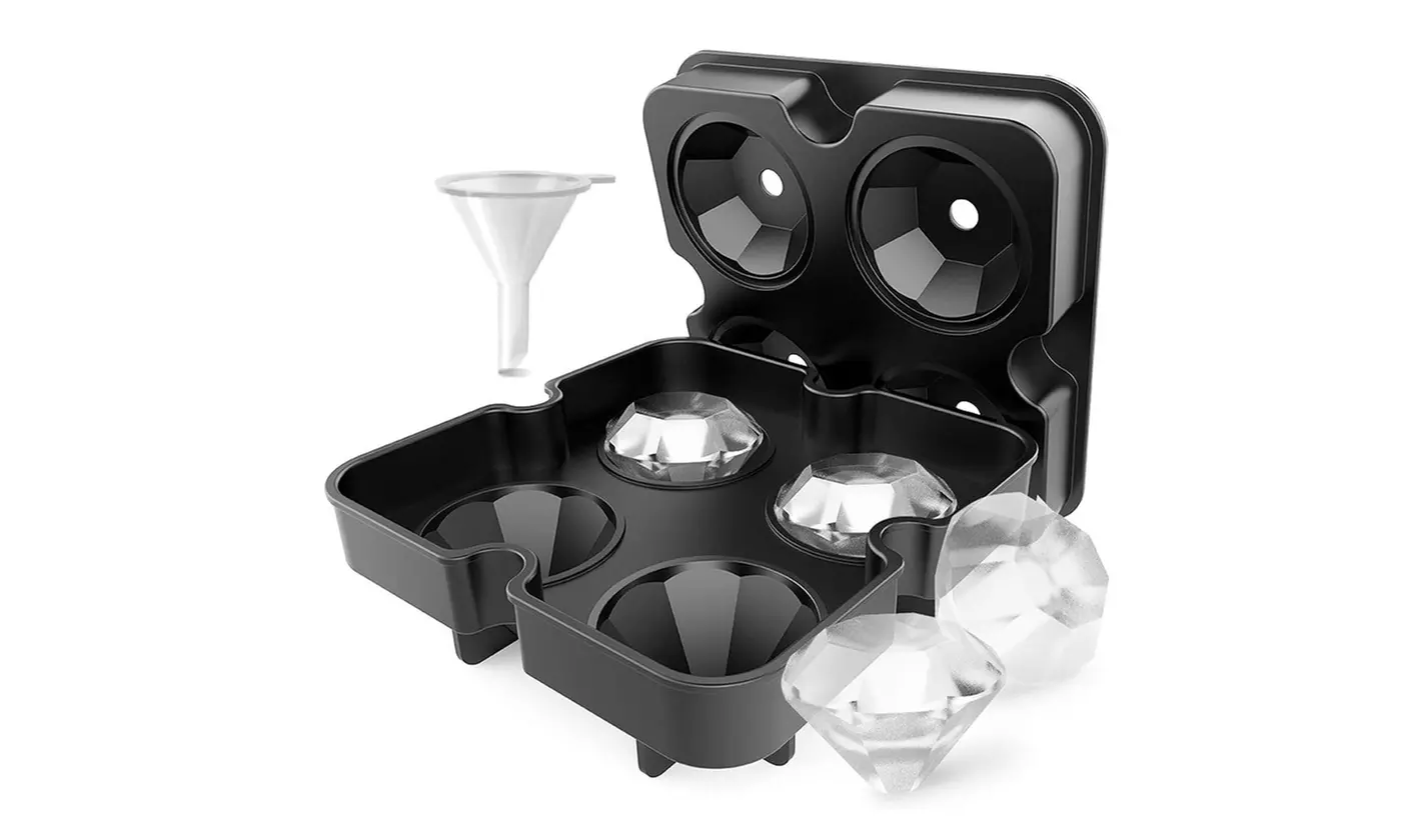 Silicone Ice Cube Tray Large Round Square Molds for Whiskey Cocktails Bourbon