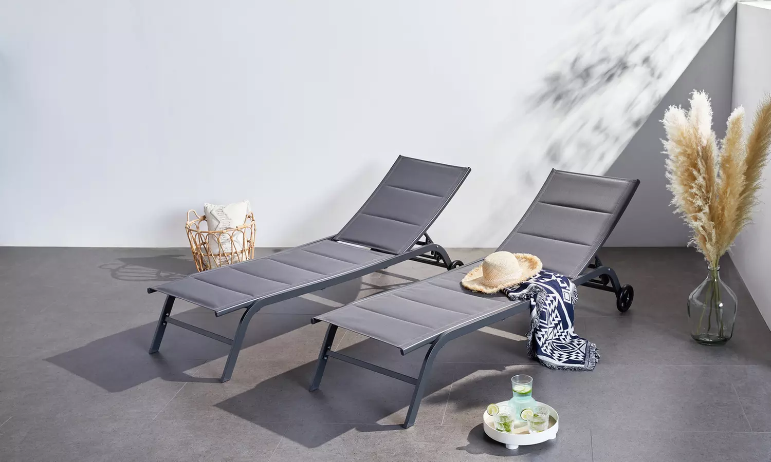 Lot de 2 transats en aluminium AUCKLAND, Kokoon