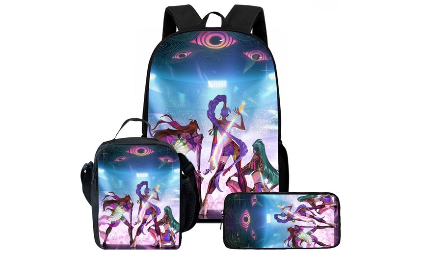 Image 6: KPop Demon Hunters Inspired Backpack Set 
