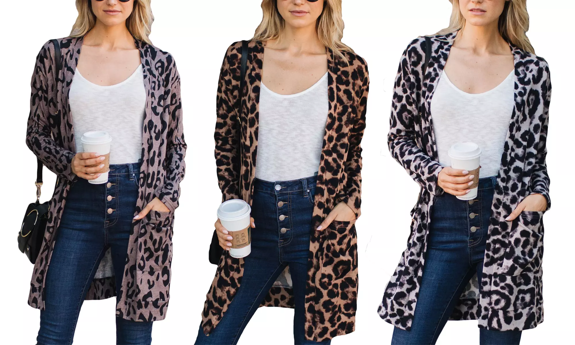 Reflection Women's Leopard Cozy Pocket Cardigan. Plus Sizes Available. - Primary Image