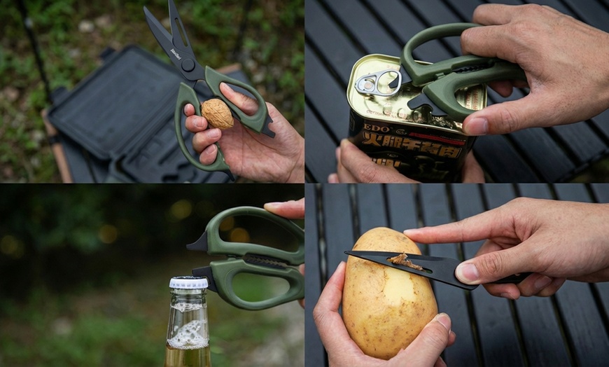 Image 4: 6-in-1 Portable Kitchen Camping Tool Set with Cutting Board and Table