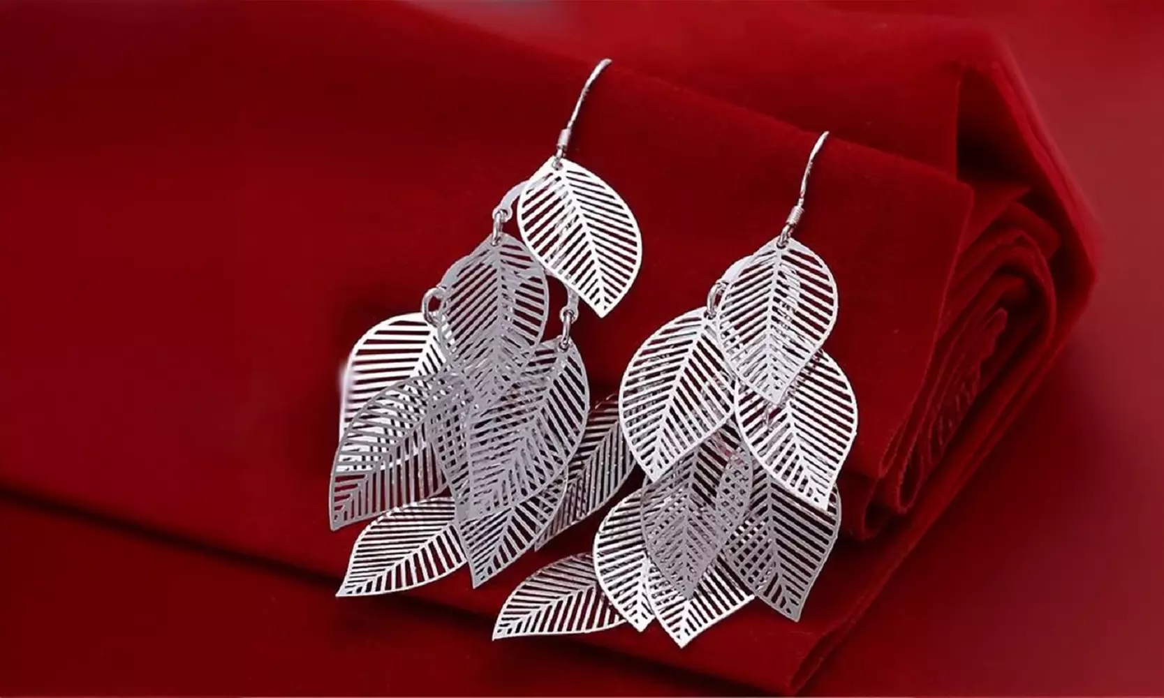 925 Sterling Silver Leaf Dangle Drop Earrings