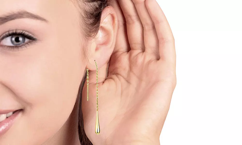 Sterling Silver Teardrop Threader Earrings