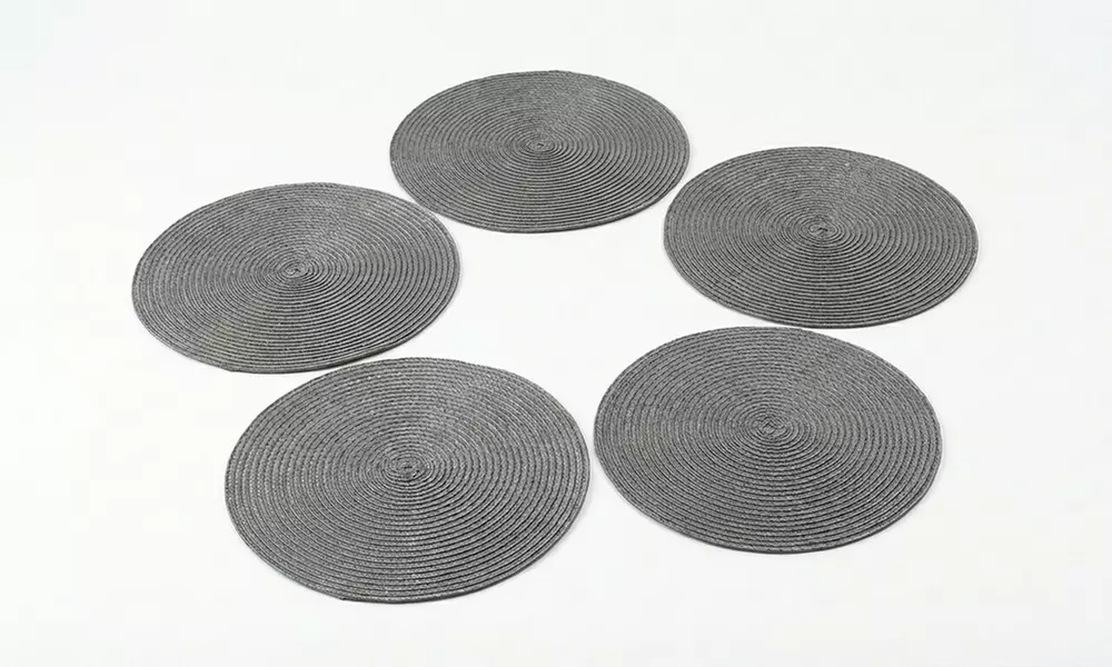 5x rundes, handgewebtes Tischset