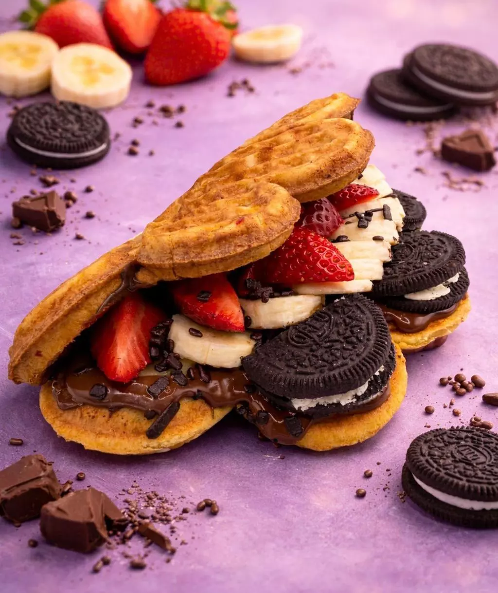 Happy Waffle, Waffeltorten / Party-Waffelherzen mit Toppings & Getränk