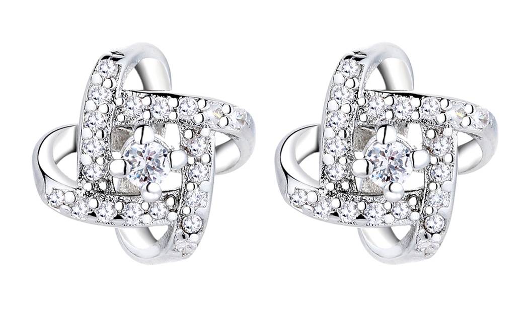 Sterling Silver Love Knot Earrings with crystals from Swarovski