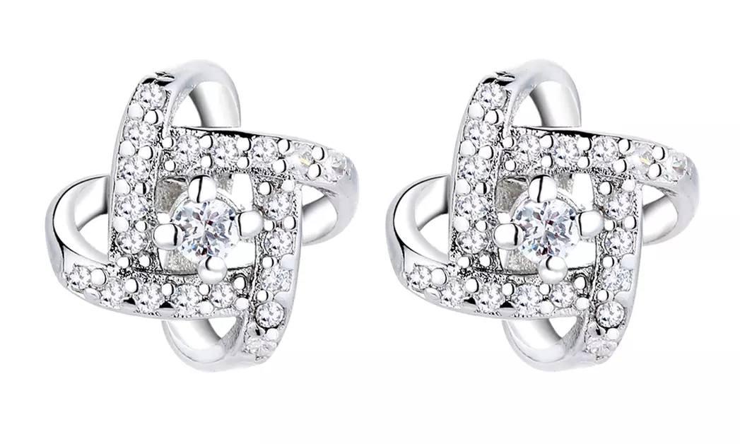 Sterling Silver Love Knot Earrings with crystals from Swarovski - Primary Image