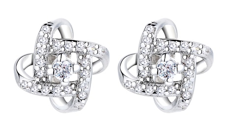 Sterling Silver Love Knot Earrings with crystals from Swarovski NA Silver Crystal Sterling Silver