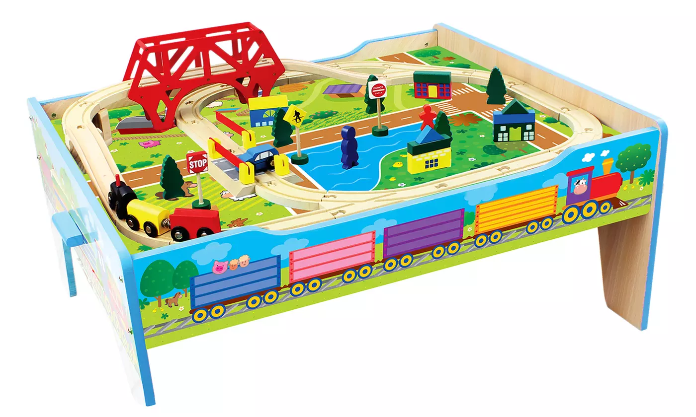 Wood Farm Train Table Play Set (50-Piece) - Primary Image