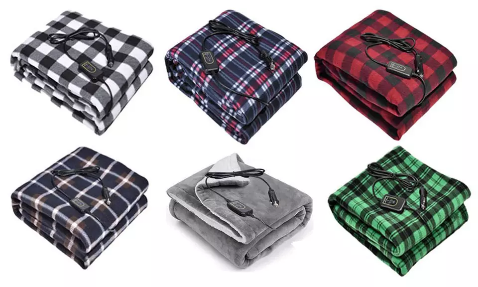 12V Heated Fleece Car Blanket With Controller For Timer and Heat Levels
