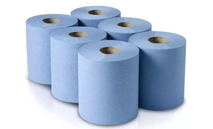 6, 12 or 24 Jumbo Blue Two-Ply Kitchen Rolls