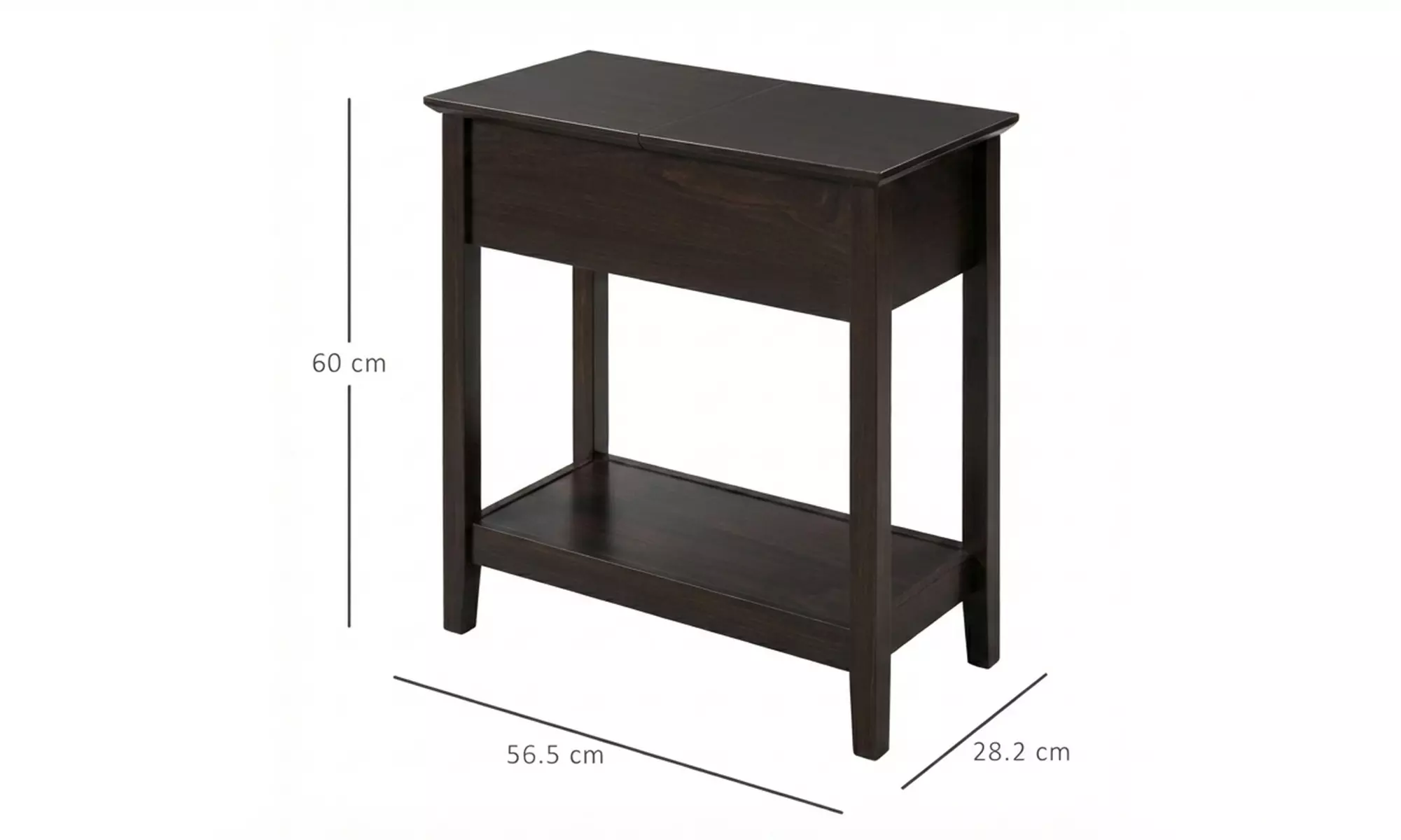 HOMCOM Narrow Side Table with Flip Top and Storage Shelf