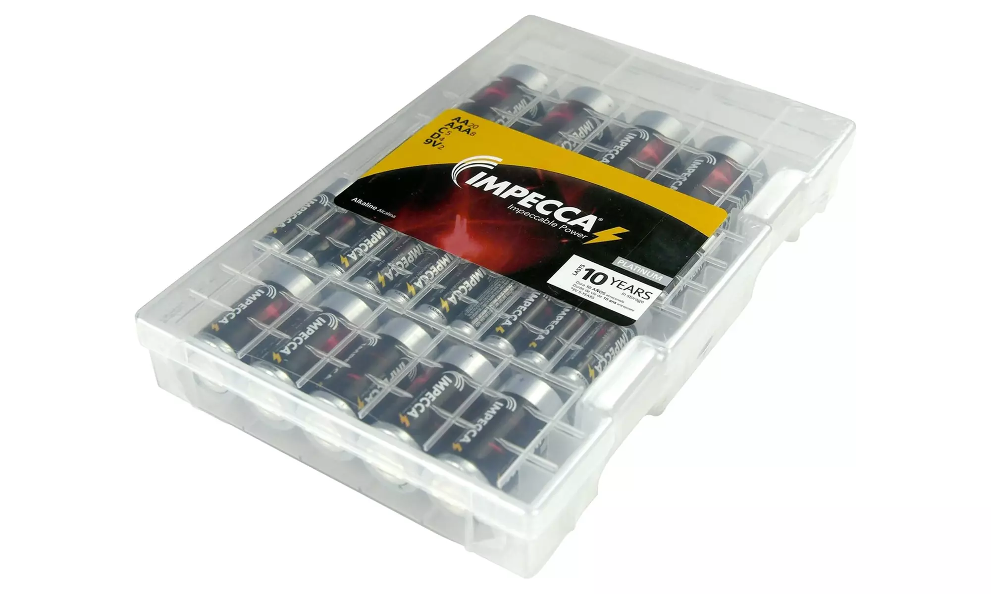 Impecca 40-Pack Alkaline Battery Mix with Hard Shell Storage Case