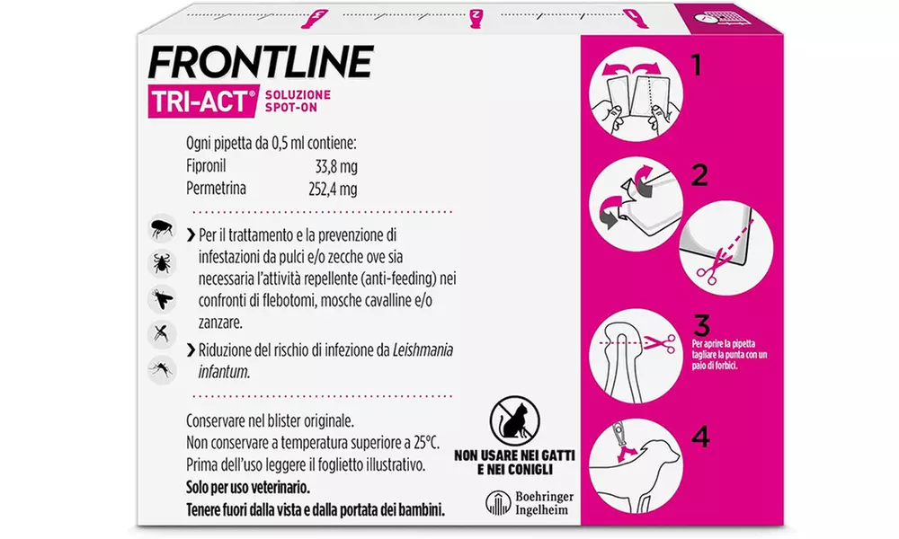 Fino a 12 pipette Frontline Tri-Act® Spot-on per cani