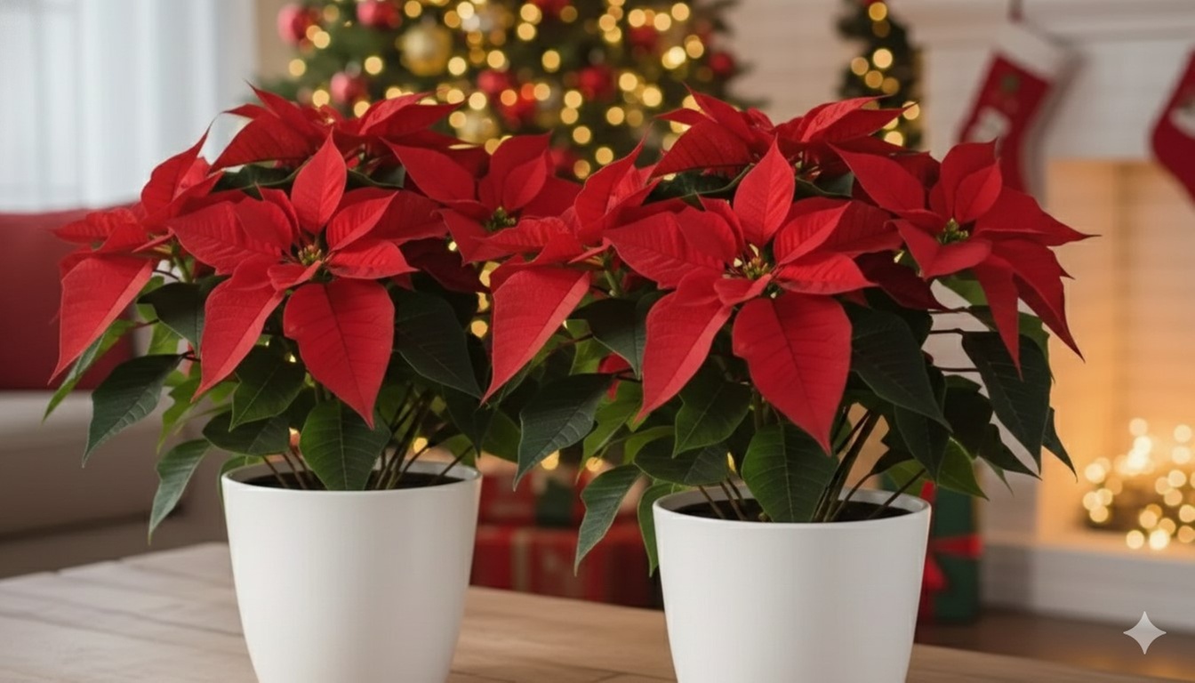 4" and 6" Christmas Poinsettia in Red and White with Free Shipping (Up to 40% Off)