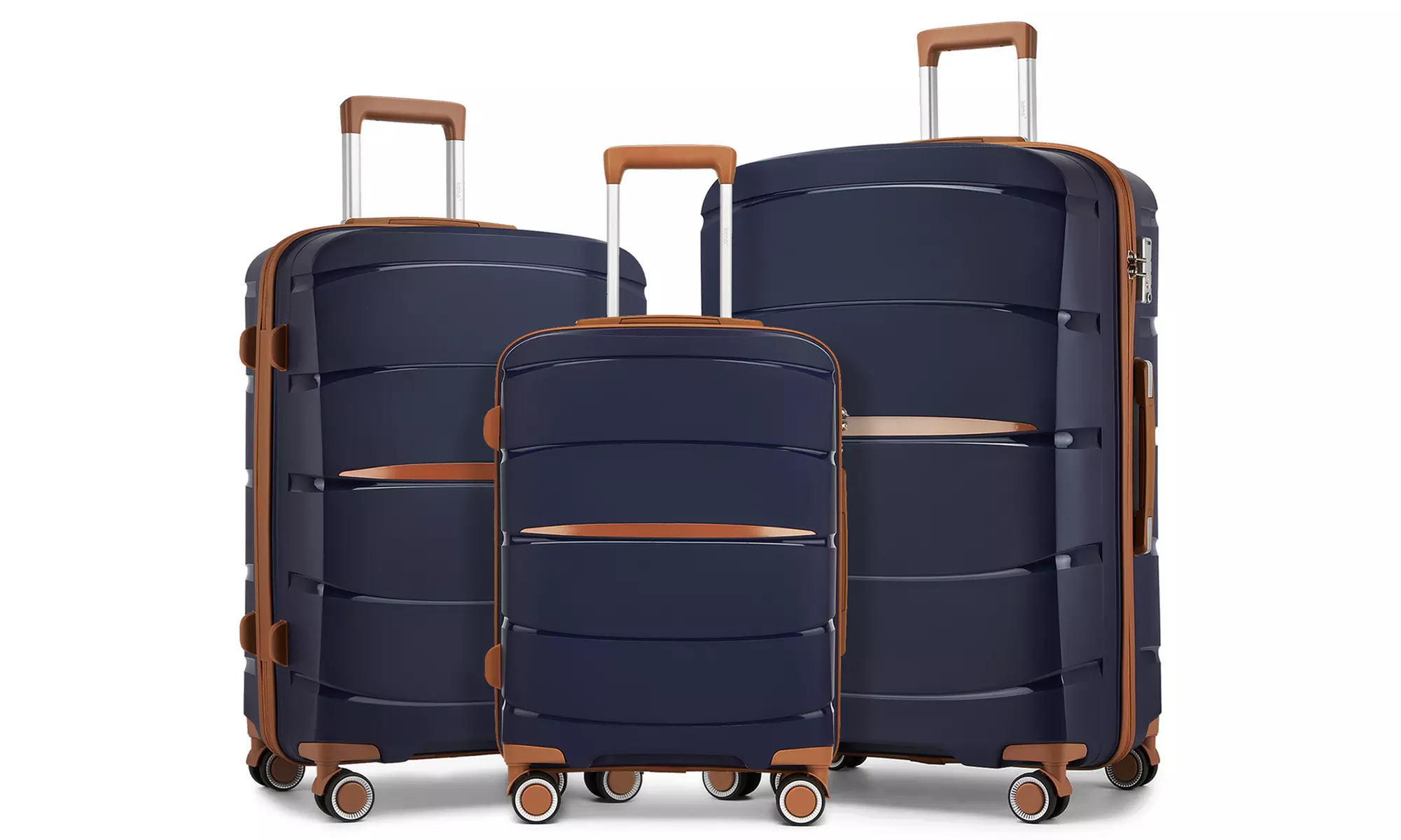 1 / 3x KONO kratzfester PP-Reisekoffer mit leisen Rollen & TSA-Schloss