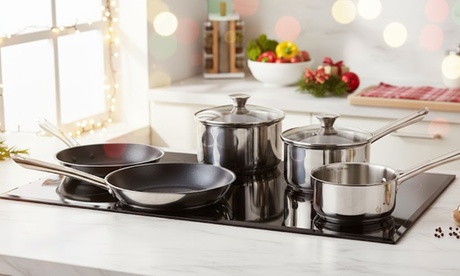 Tefal Unisex Red Elementary 5-Piece Stainless Steel Cookware Set