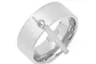 Ladies Stainless Steel Our Father English Prayer Band Ring With Cross Charm - Second Medium