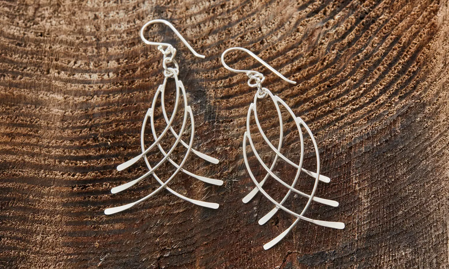 Sterling Projects Italian Sterling Silver Layered Knife Drop Earrings