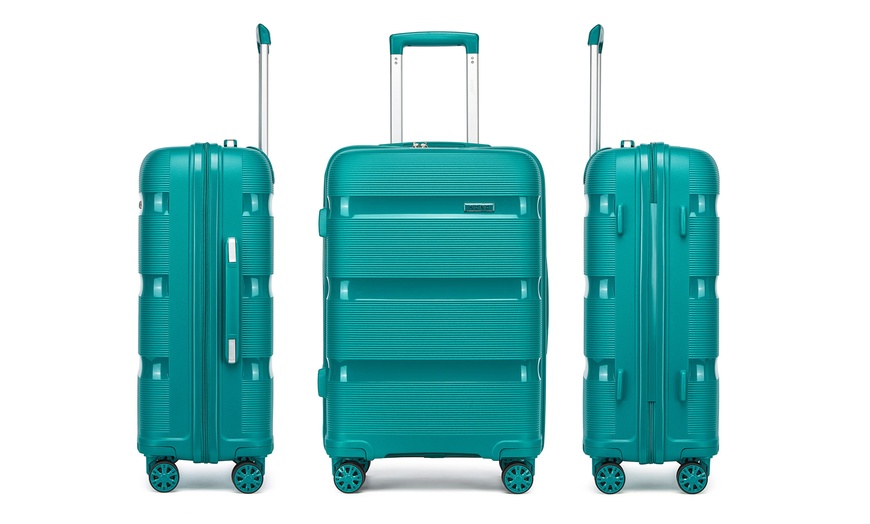 Image 13: Maleta o juego de maletas de ruedas ligeras con diseño estriado