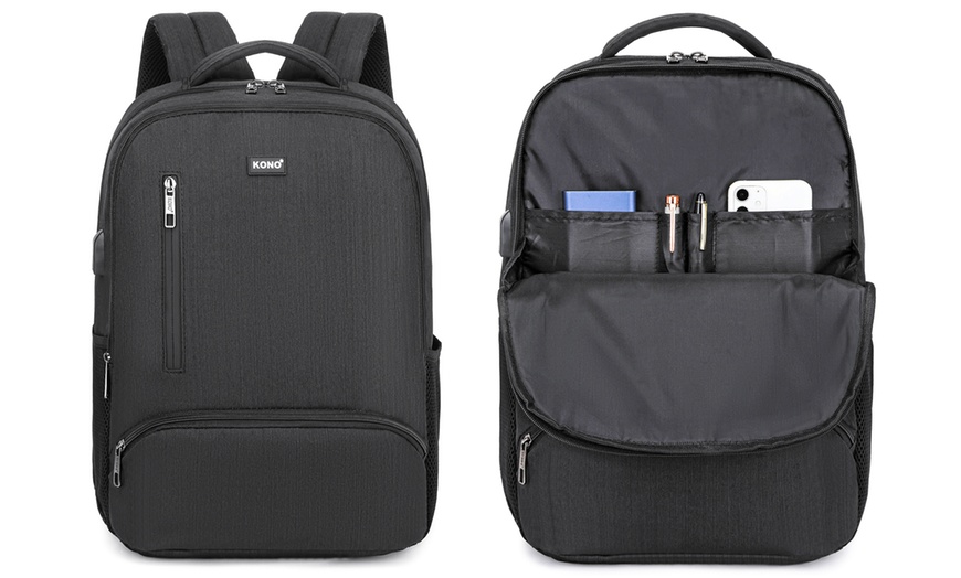 Image 9: KONO Travel Backpack Business Bag with USB Port and Laptop Compartment
