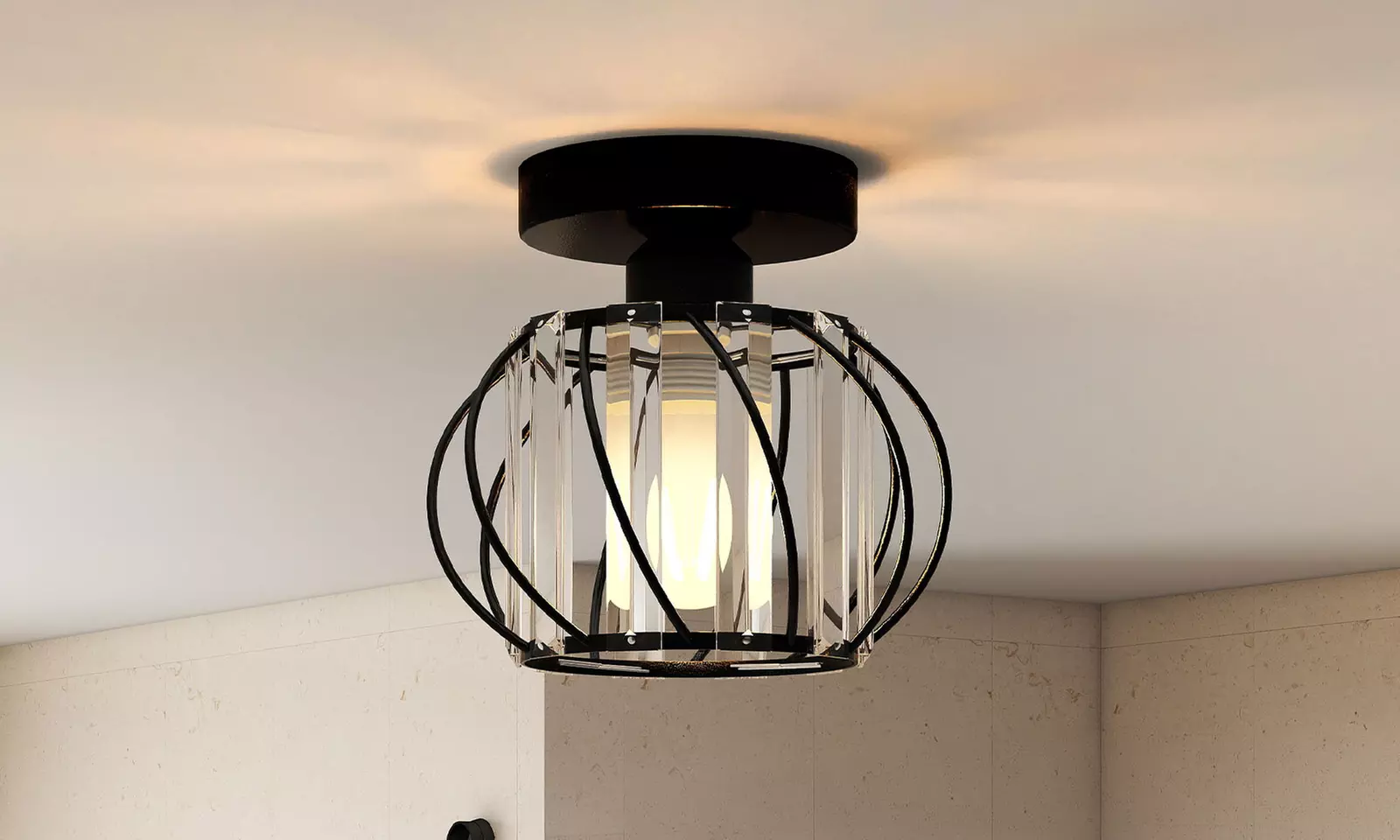 Emitto Crystal Semi-Flush Ceiling Light with 1-Light & 3-Light Options