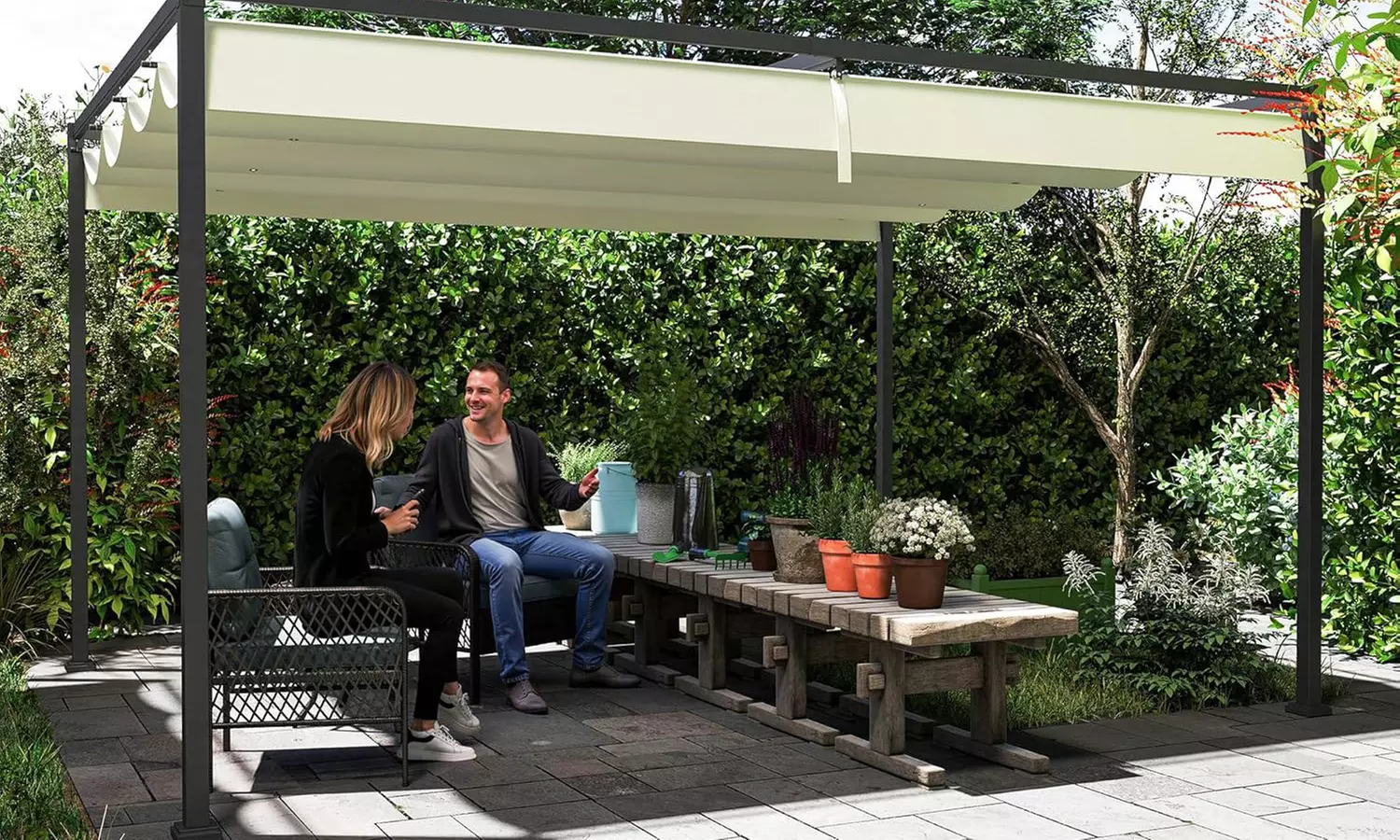 Outsunny Retractable Pergola Canopy