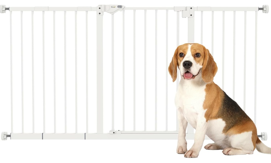 Image 8: PawHut Adjustable Pet Safety Gates for Secure Doorway & Stair Barriers