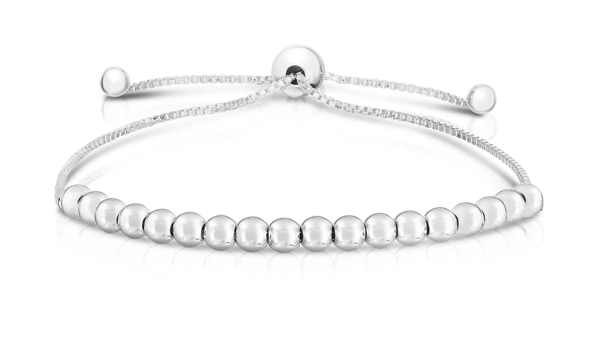 Italian Made Sterling Silver Adjustable Beaded Slider Bracelet