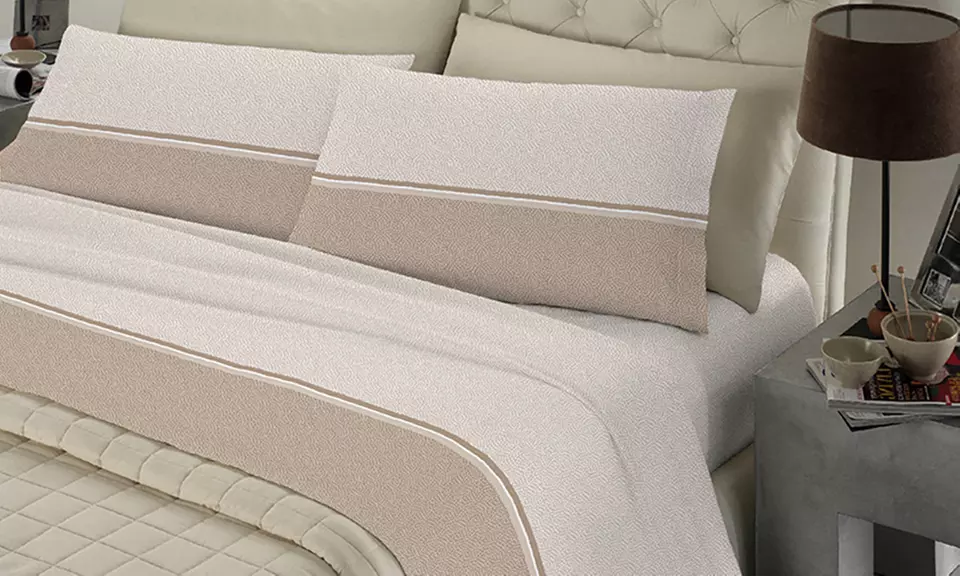 Completo Lenzuola 100% Cotone con angolo di 30 cm, Made in Italy