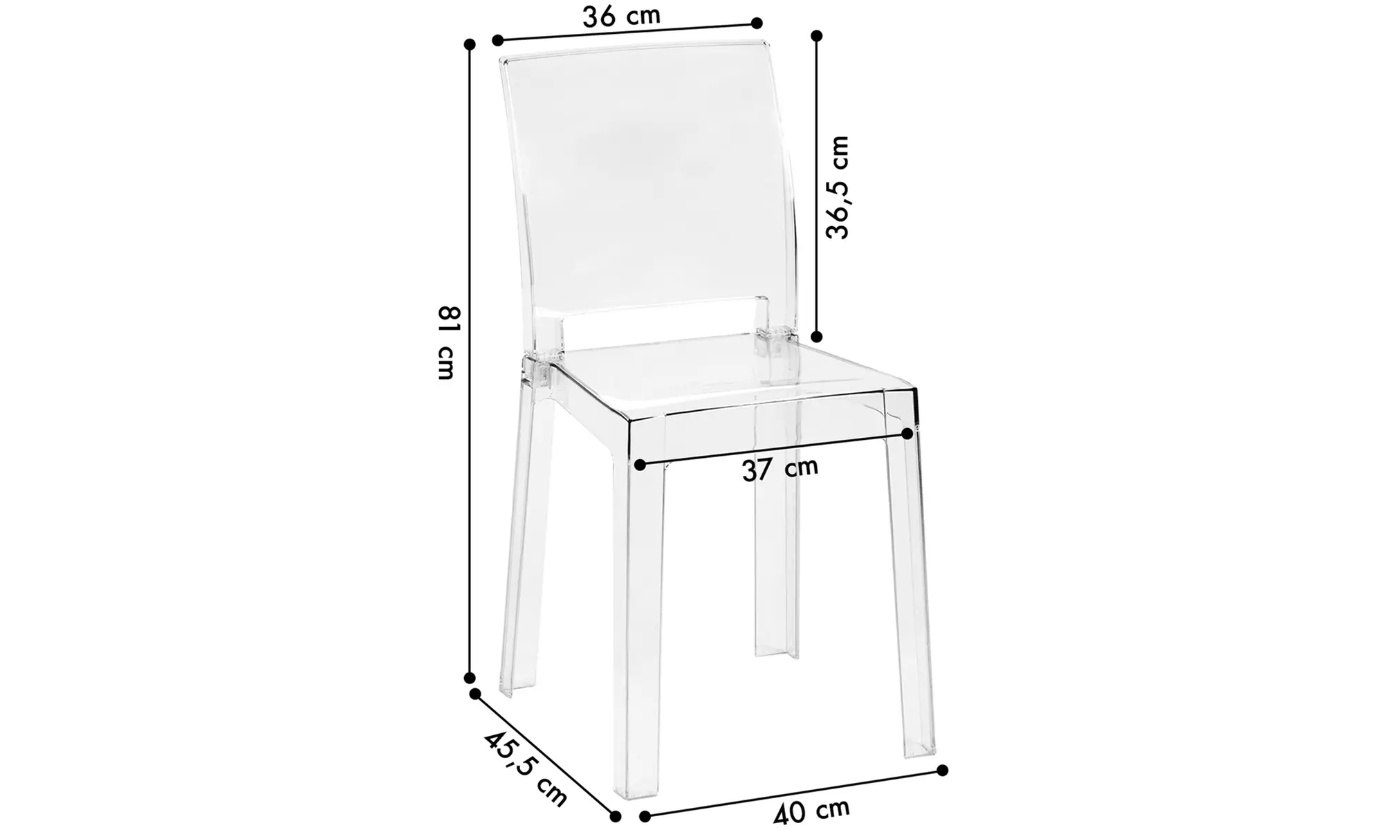Lot de 4 chaises transparentes 'Petra'