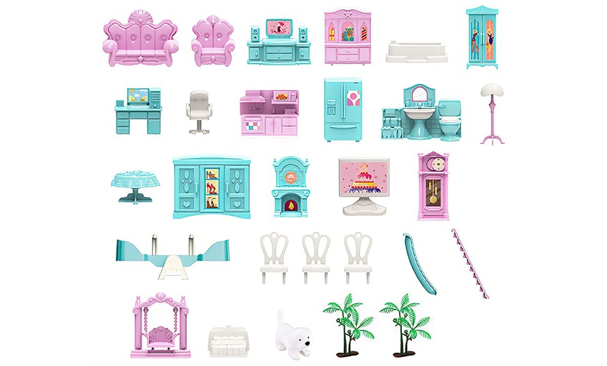 Image 12: 3D DIY Dollhouse Playset with Furniture and Figures for Kids