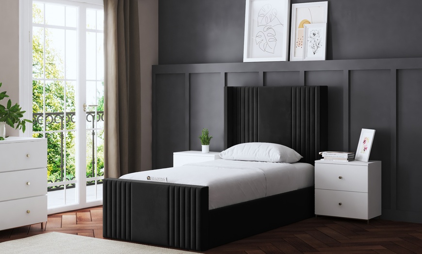 Image 6: Elara Winged Panel Bed in Various Sizes and Colours