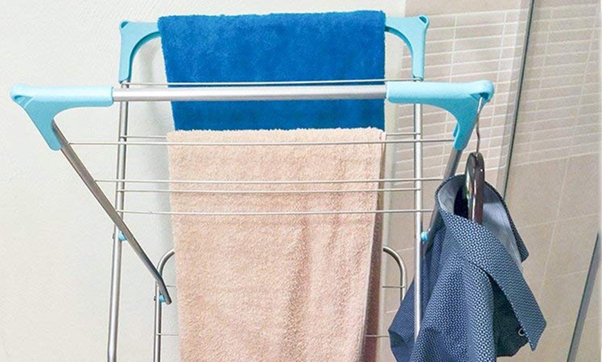 Image 3: 3-Tier Folding Clothes Airer