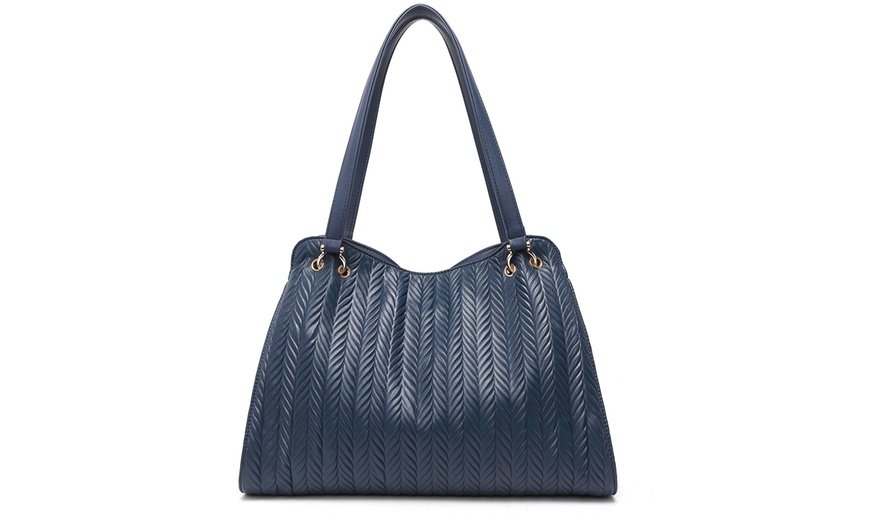 Image 18: Chic Embossed Tote With Tassel Detail and Card Pouch
