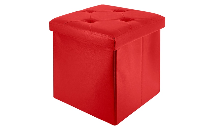 Image 8: Pouf carré en simili cuir avec espace de rangement