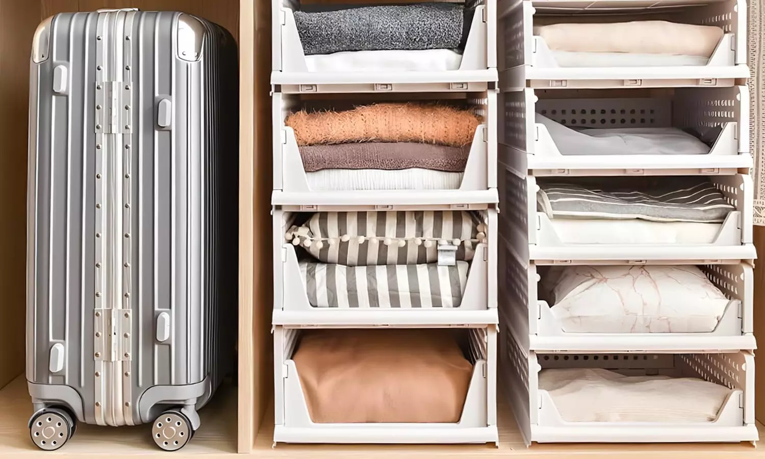 Set di 3 o 6 cassetti resistenti portaoggetti componibili salvaspazio