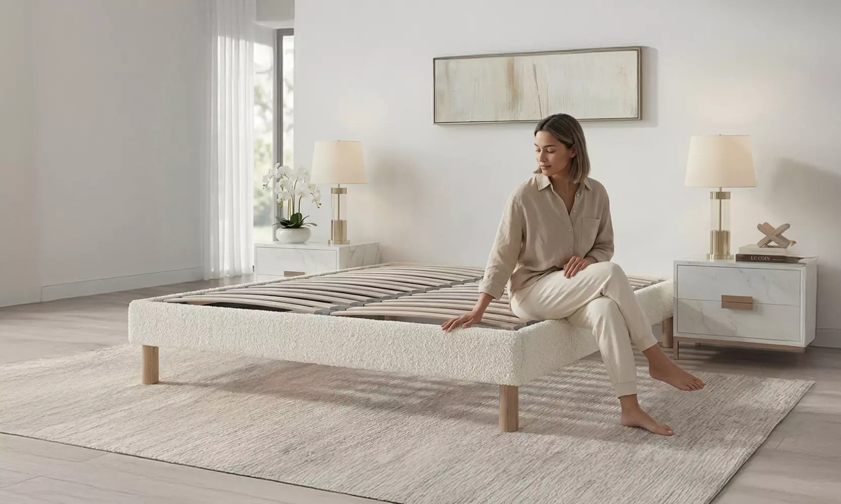 Sommier Bianca en laine bouclée, tehnologie tri-lattes