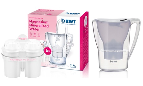 Cruche de filtre à eau minéralisée au magnésium 2,7 L avec six cartouches filtrantes