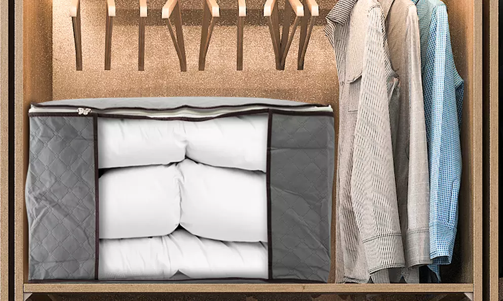 Large-Capacity Blanket Storage Organizer Bags with Zipper and Window (3-Pack) - Primary Image