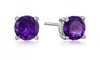 14k White Gold Plated 4mm Round Amethyst Stud Earrings