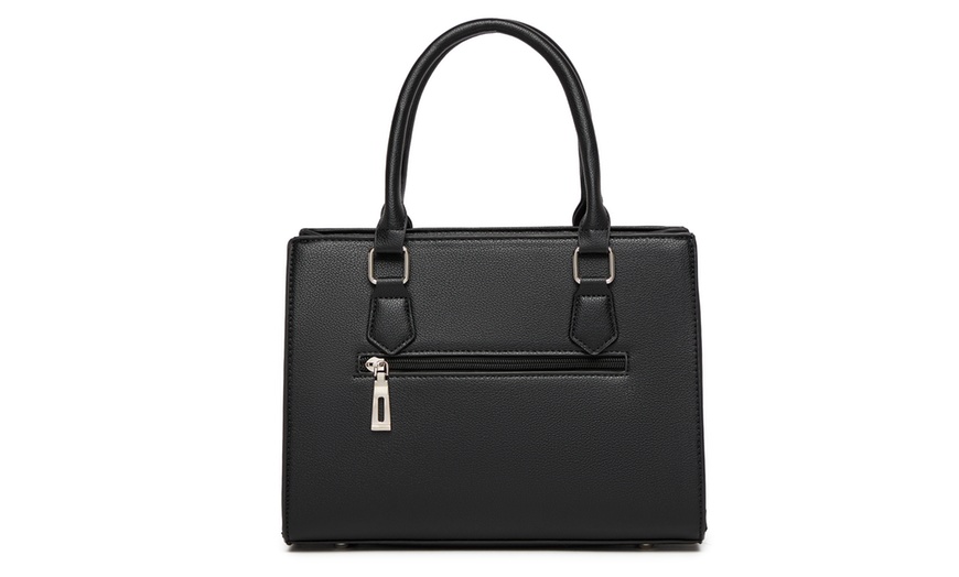 Image 16: Miss Lulu PU Leather Three-Tone Stitched Shoulder Handbag