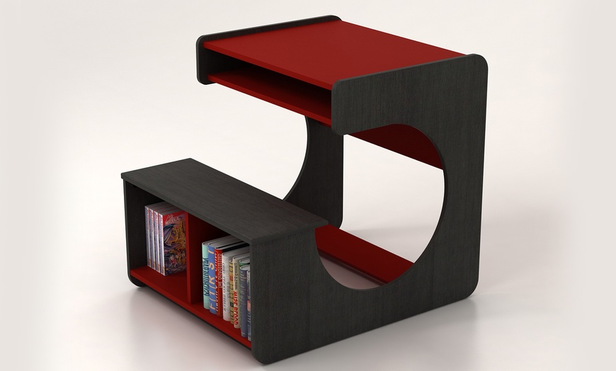 Image 9: Desk with Integrated Bookshelf