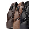 Image 1: Men Women Sling Chest Bag Leather Shoulder Cross-body Pack With USB Port