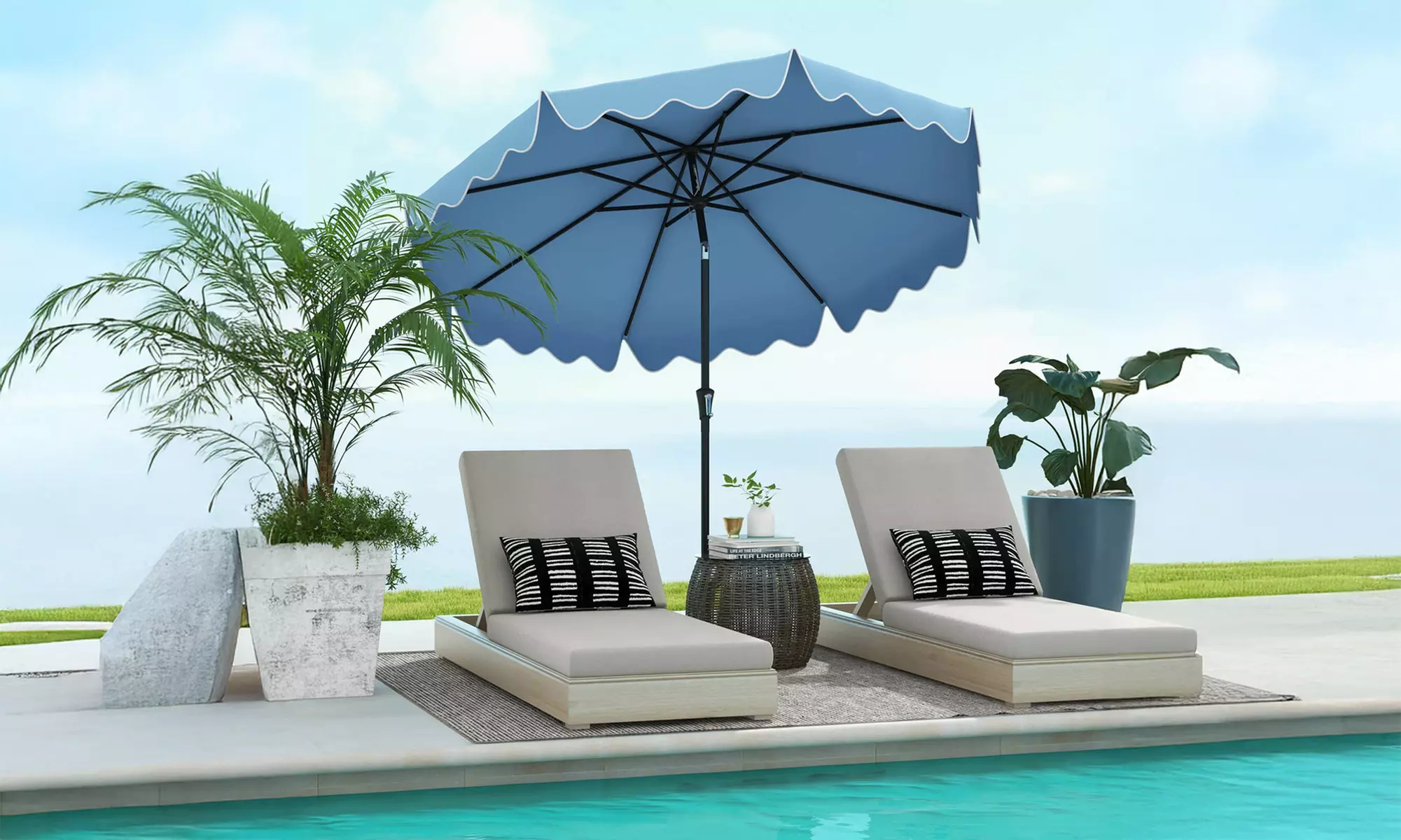 Costway 9 ft Patio Umbrella Two-Tier Market Table Umbrella Sun-Protective Canopy