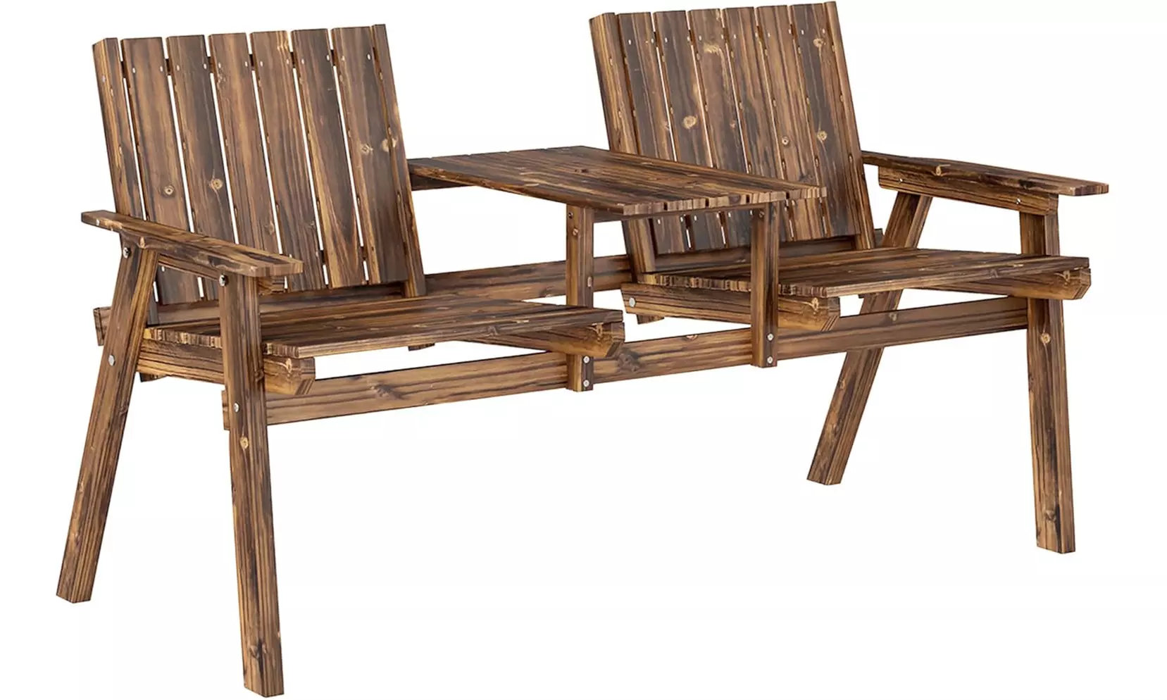 Outsunny 2-Seater Wooden Bench with Centre Table
