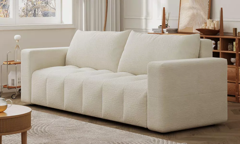 Canapé convertible 3 places "Midland" de Kocoon avec coffre en bouclette, livraison offerte