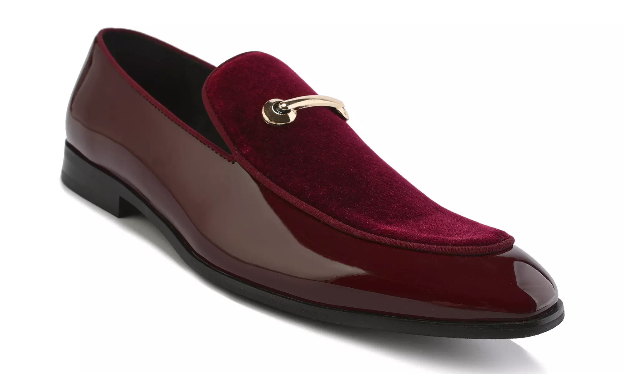 Gino Vitale Velvet & Patent Leather Slip On Dress Loafer
