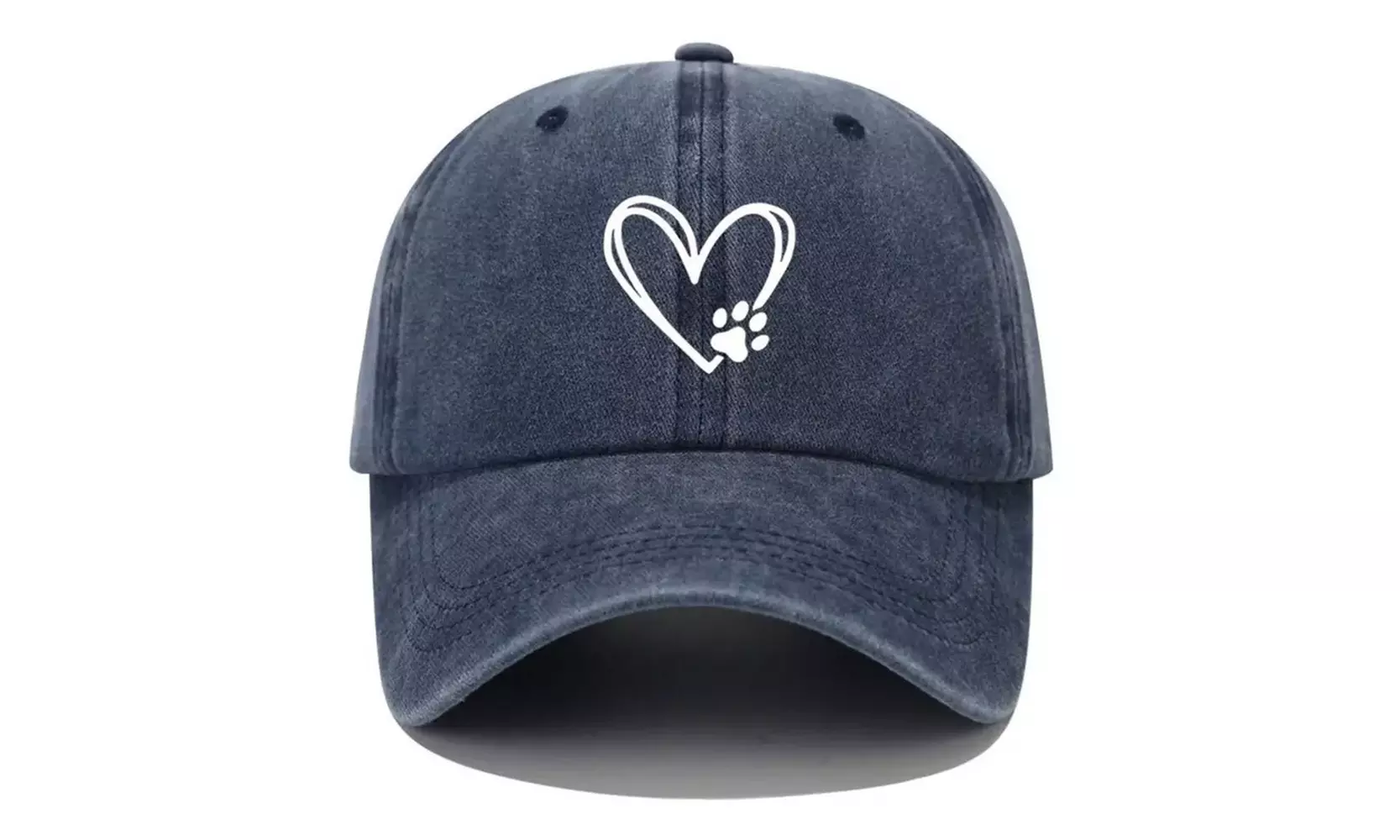 Vintage Washed Heart Paw Print Baseball Hat